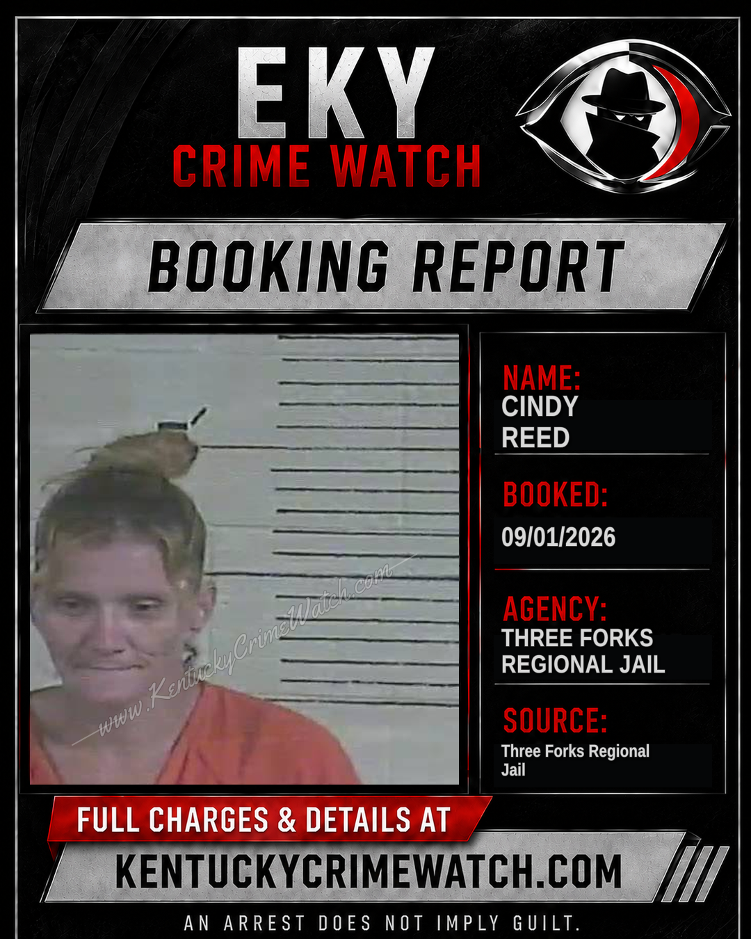 Cindy Reed booking report card