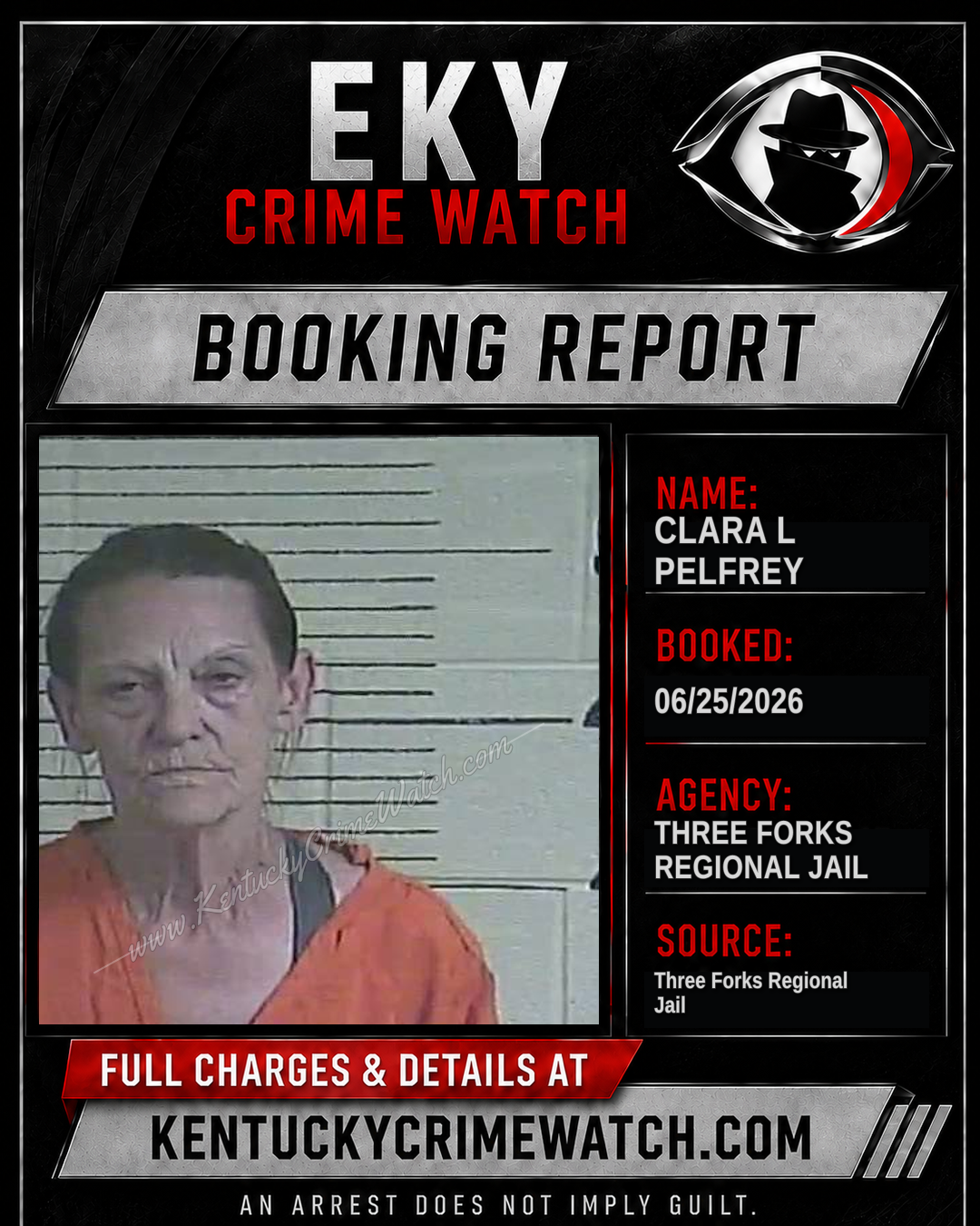 Clara L Pelfrey booking report card
