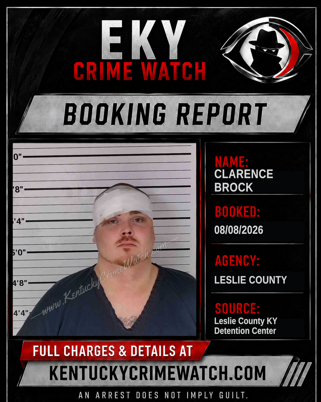 CLARENCE BROCK booking report card