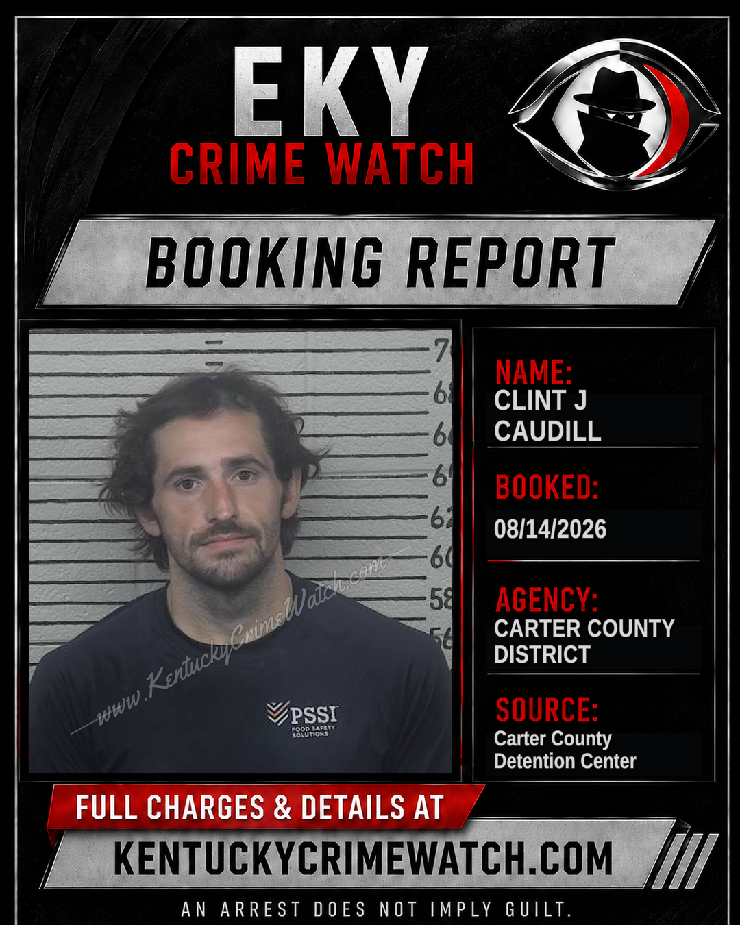 CLINT J CAUDILL booking report card