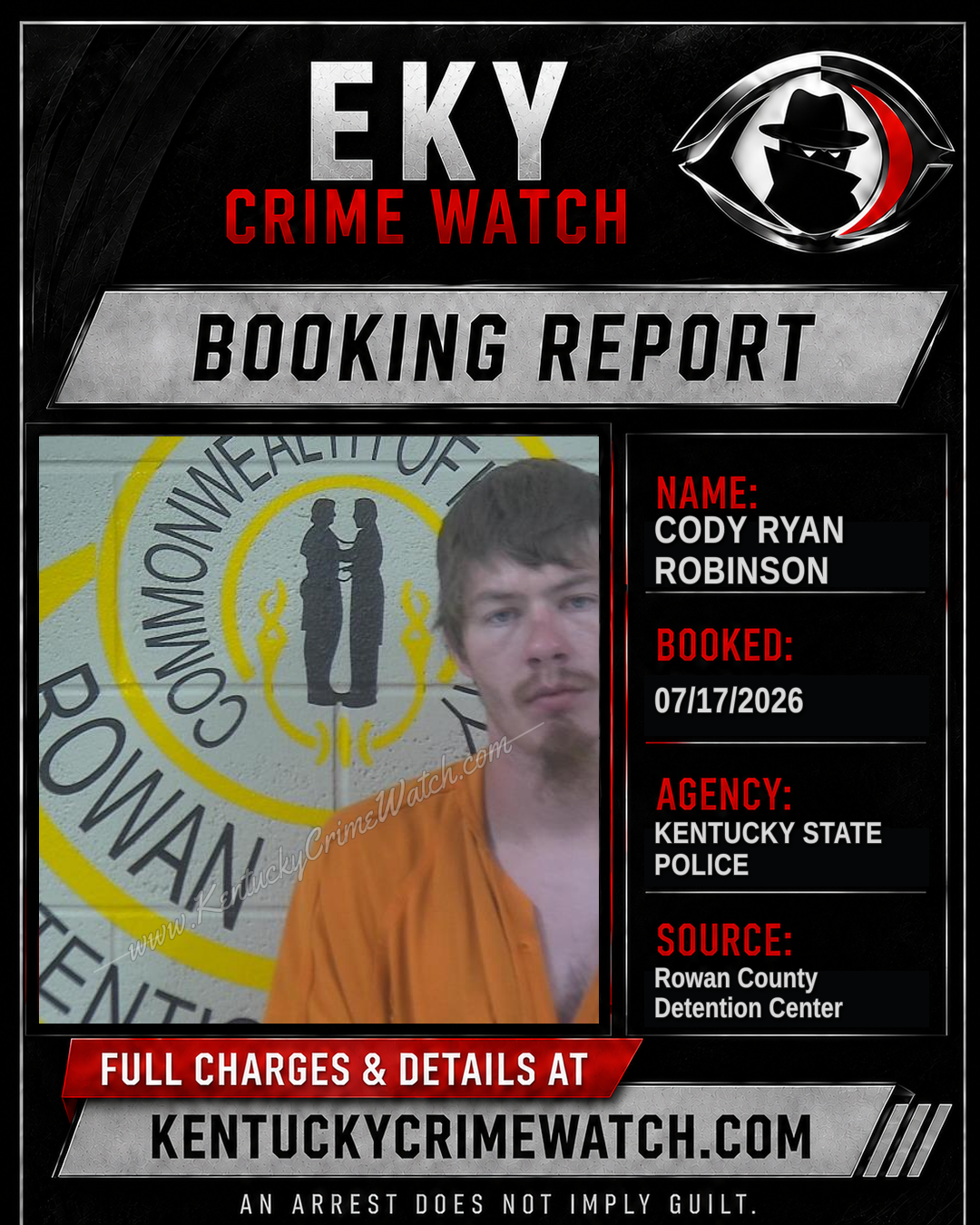 CODY RYAN ROBINSON booking report card