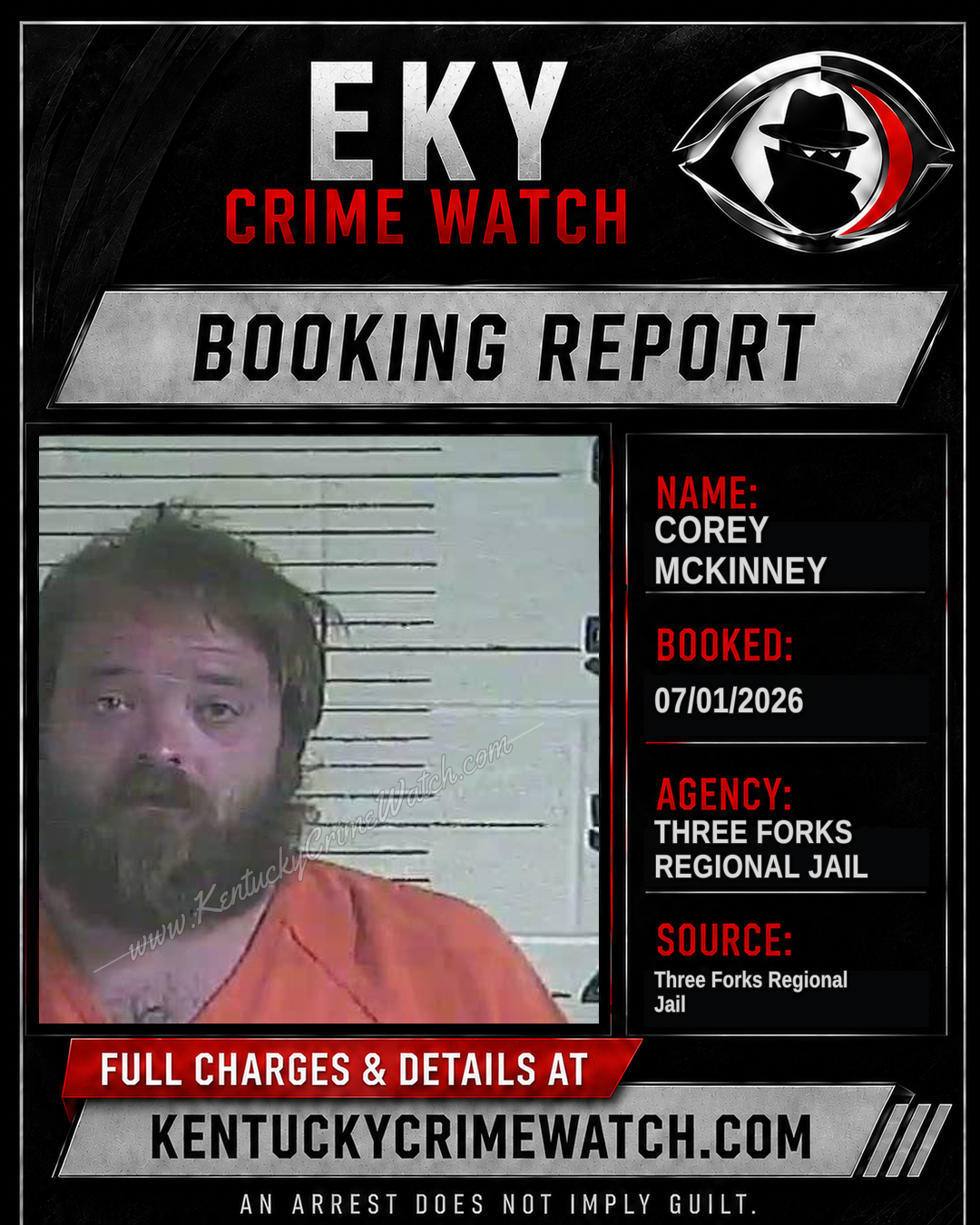Corey McKinney booking report card
