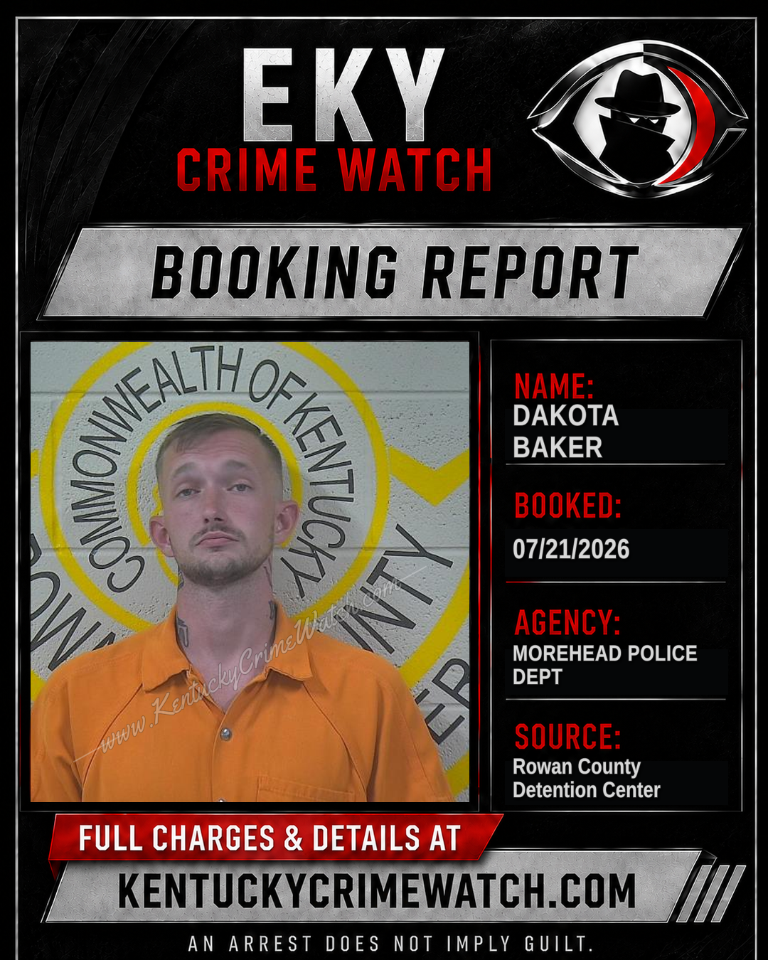 DAKOTA BAKER booking report card