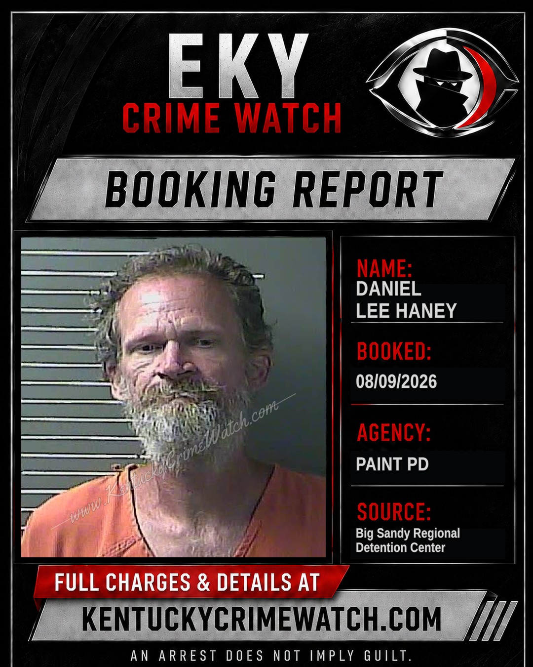 DANIEL LEE HANEY booking report card