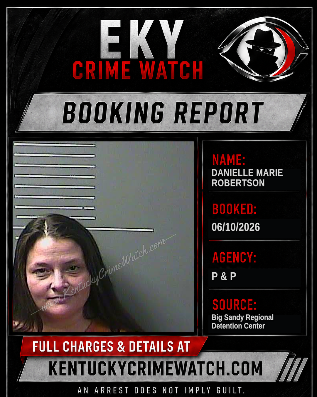 DANIELLE MARIE ROBERTSON booking report card