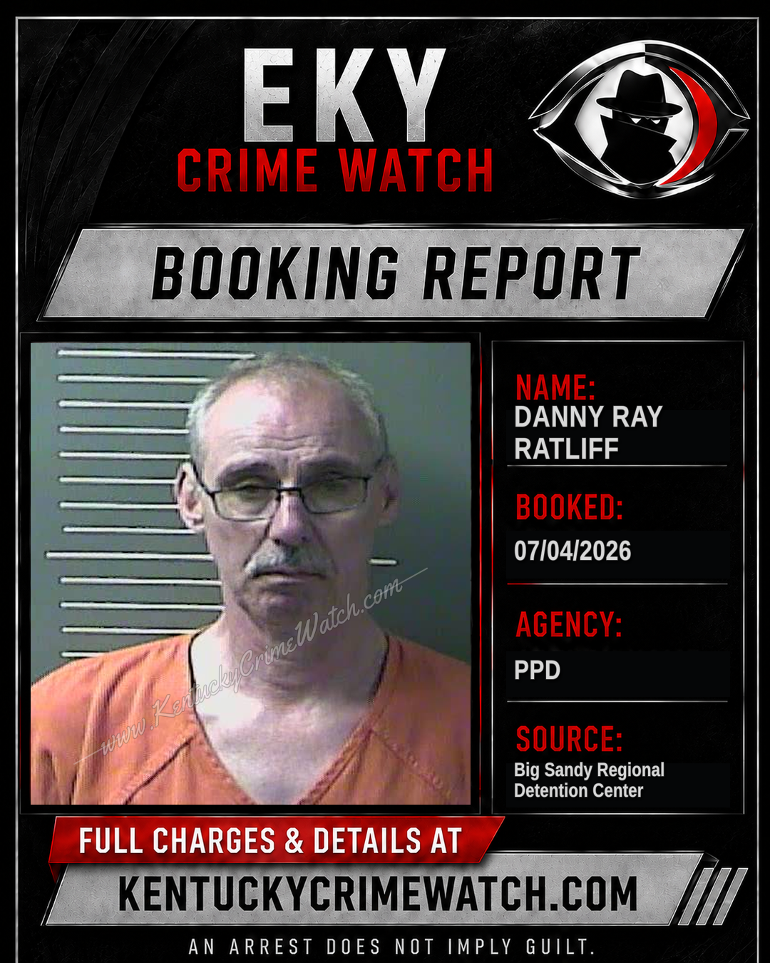DANNY RAY RATLIFF booking report card