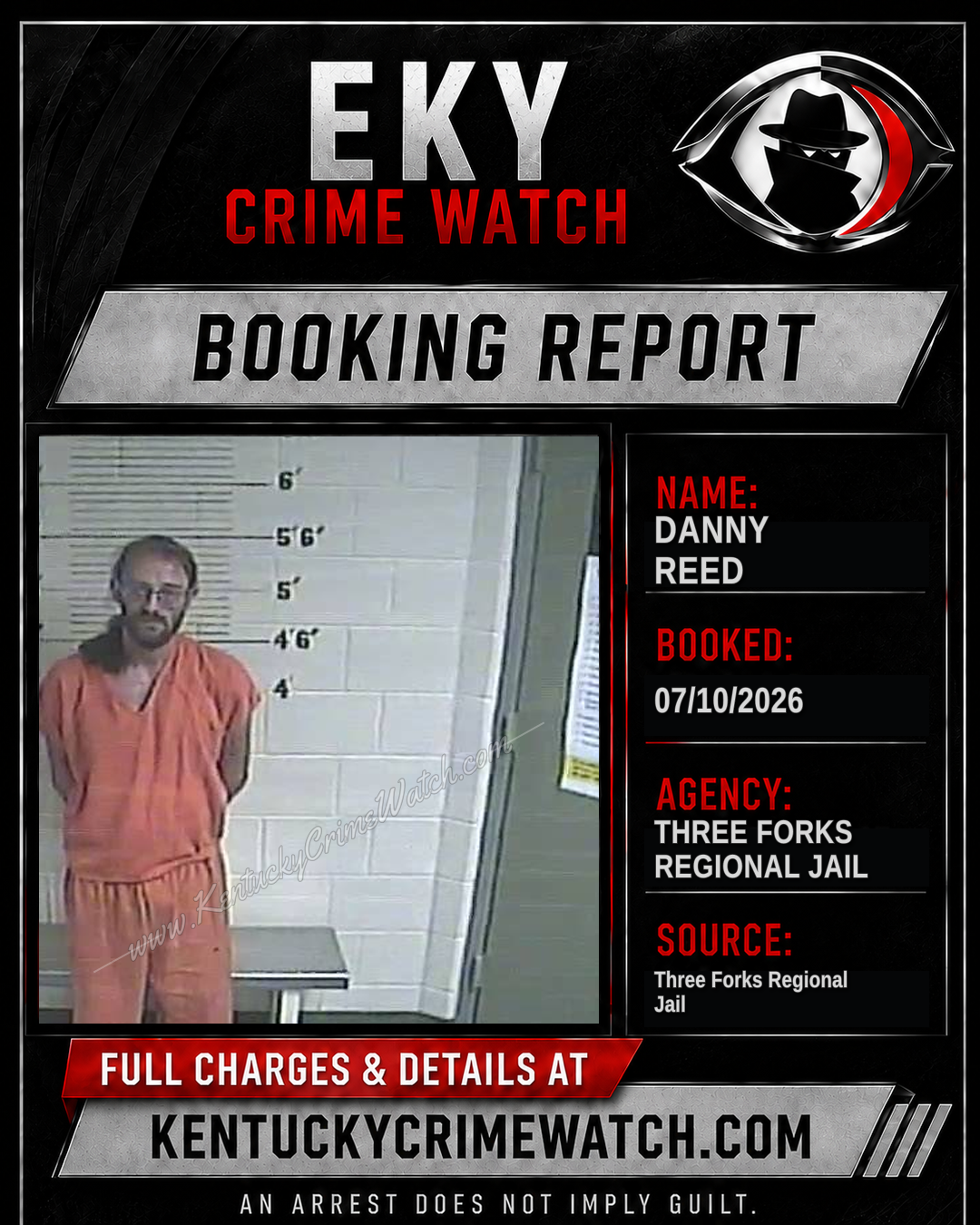 Danny Reed booking report card