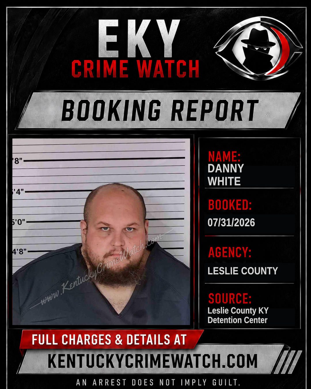 DANNY WHITE booking report card