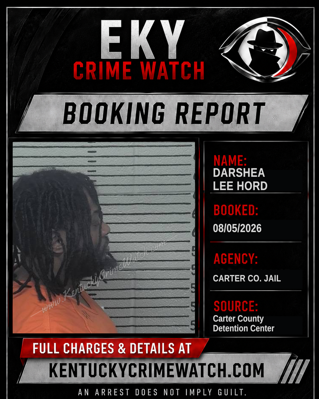 DARSHEA LEE HORD booking report card