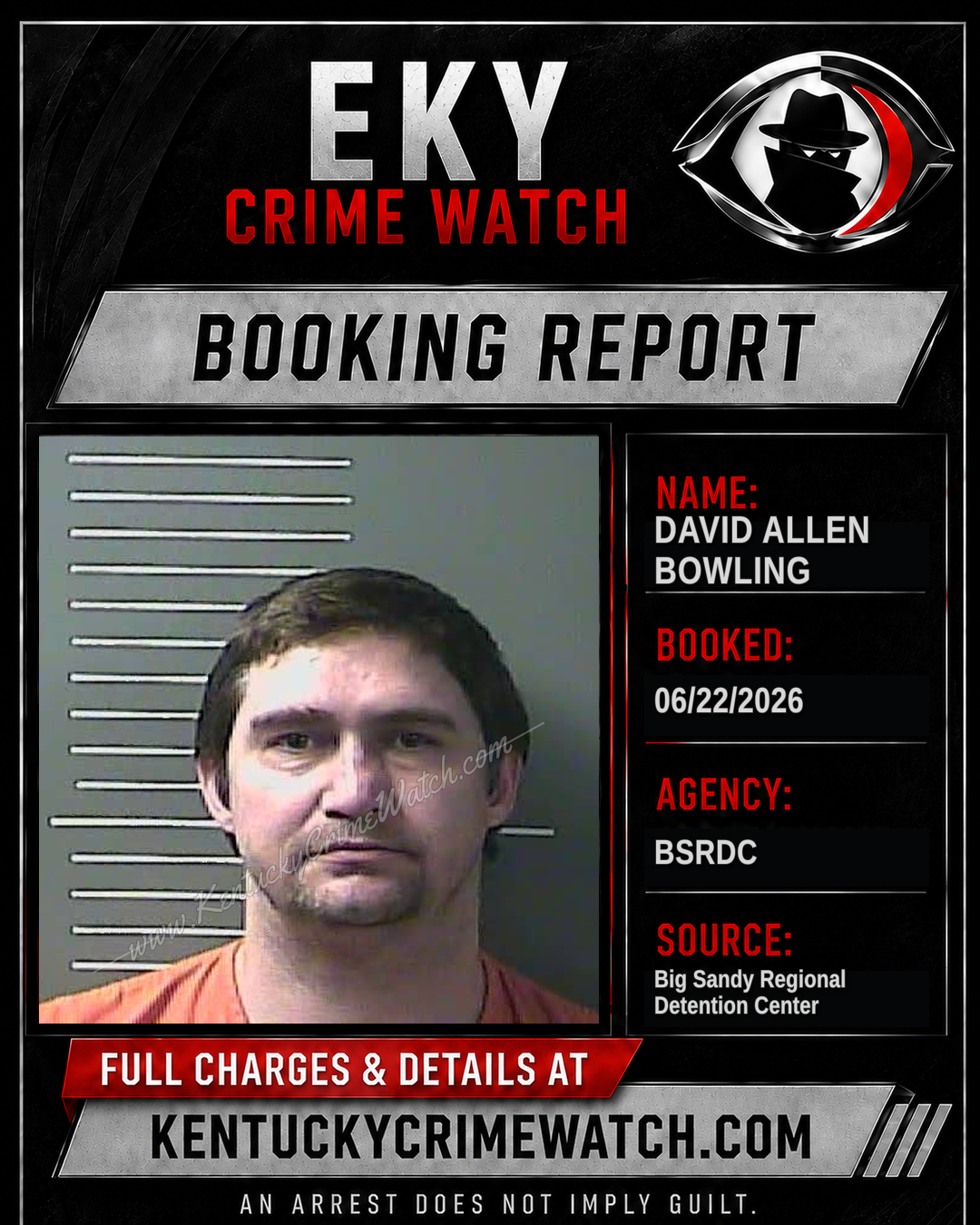 DAVID ALLEN BOWLING booking report card