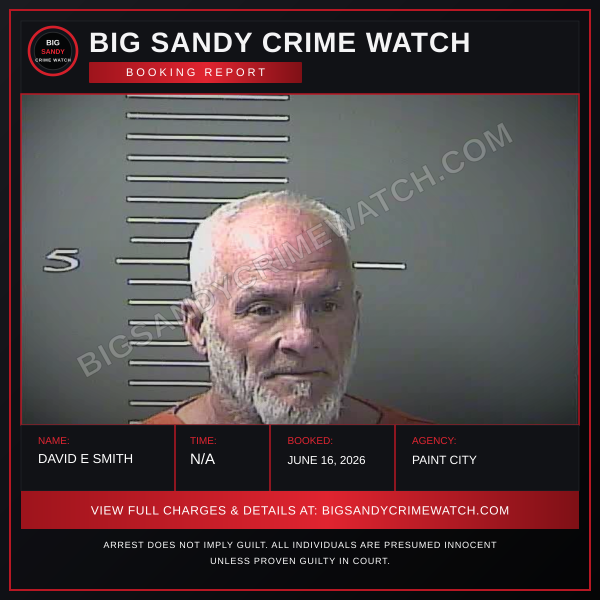 DAVID E SMITH booking report card