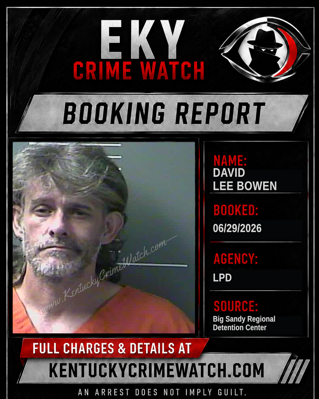 DAVID LEE BOWEN booking report card