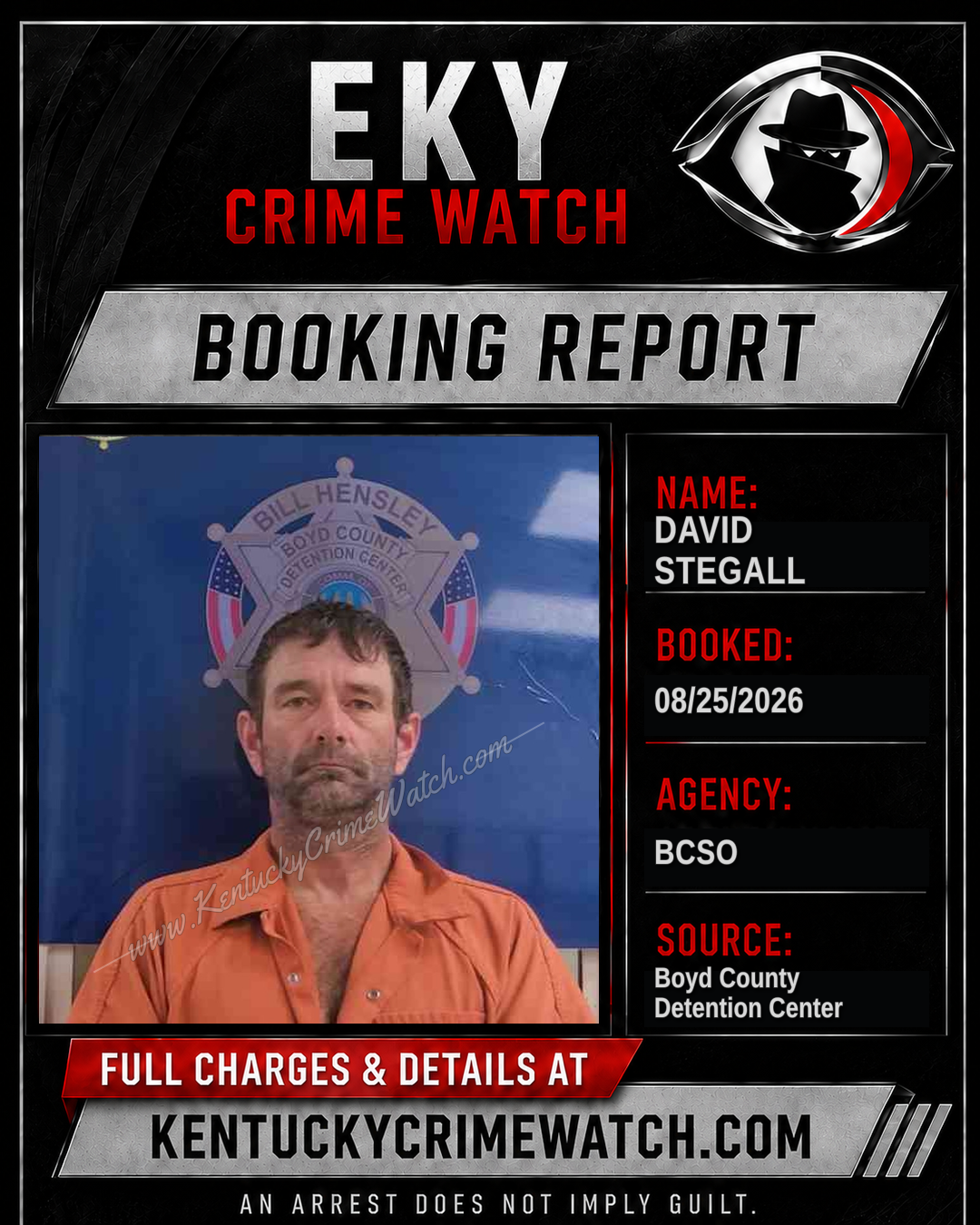 DAVID STEGALL booking report card