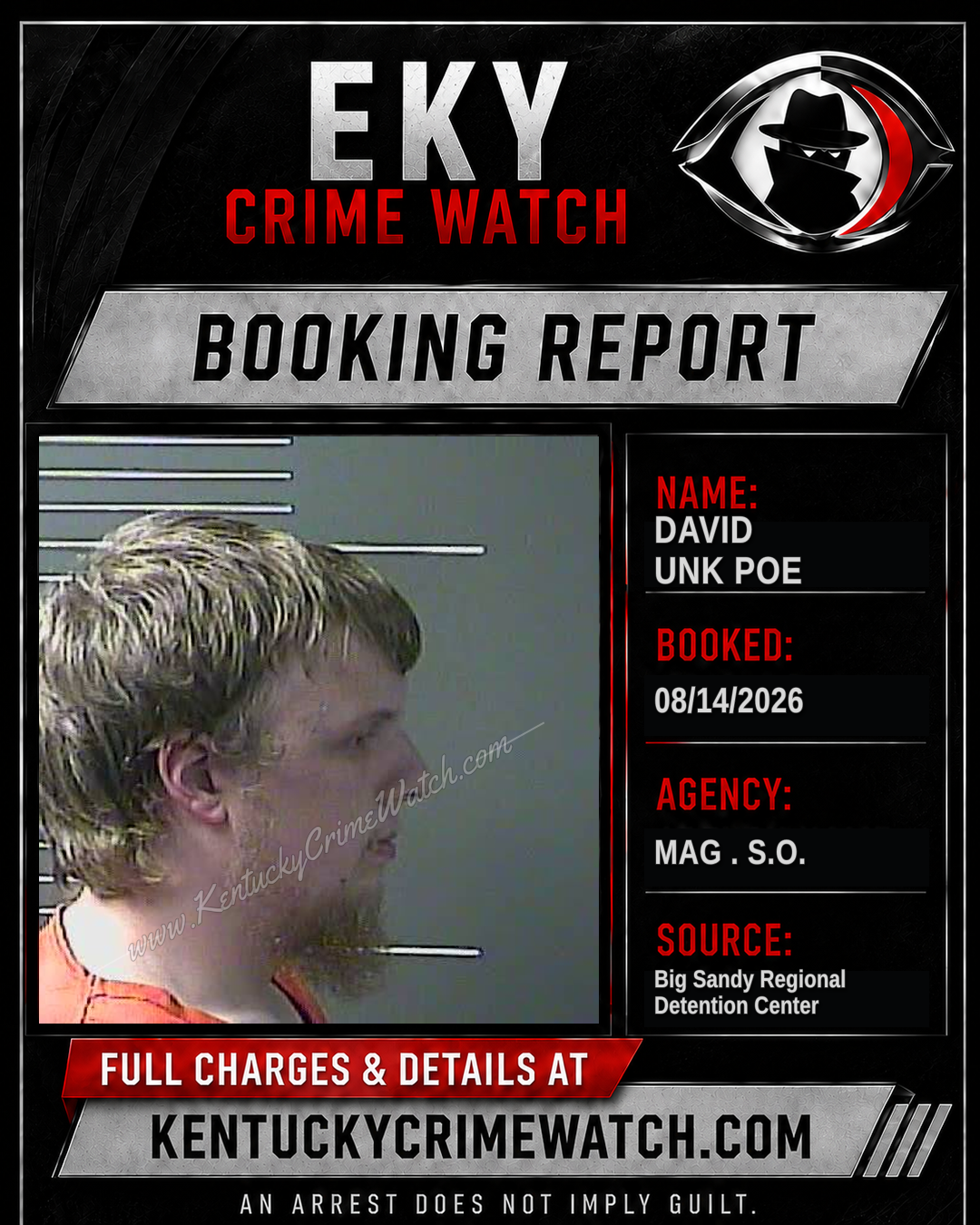 DAVID UNK POE booking report card