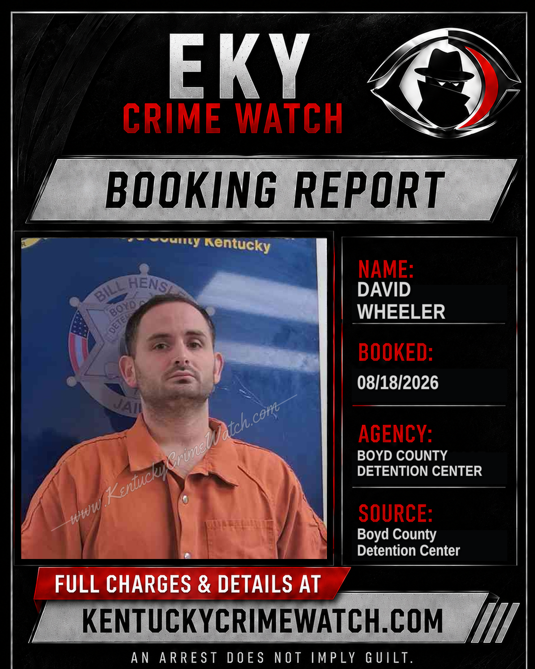 DAVID WHEELER booking report card