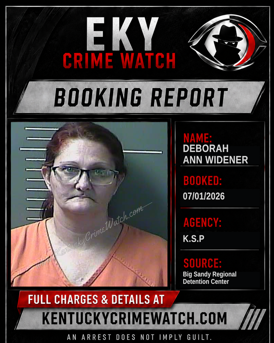 DEBORAH ANN WIDENER booking report card