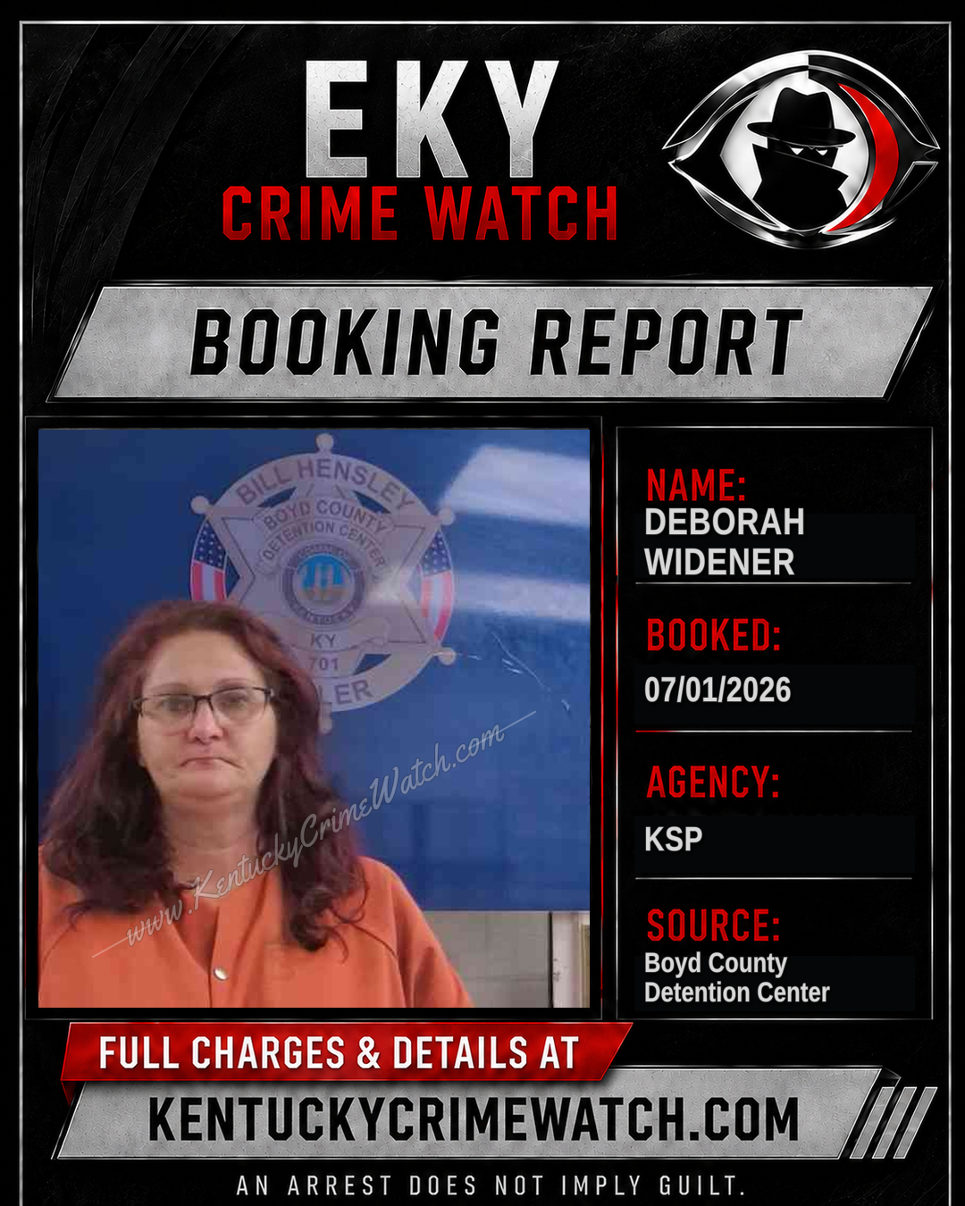 DEBORAH WIDENER booking report card