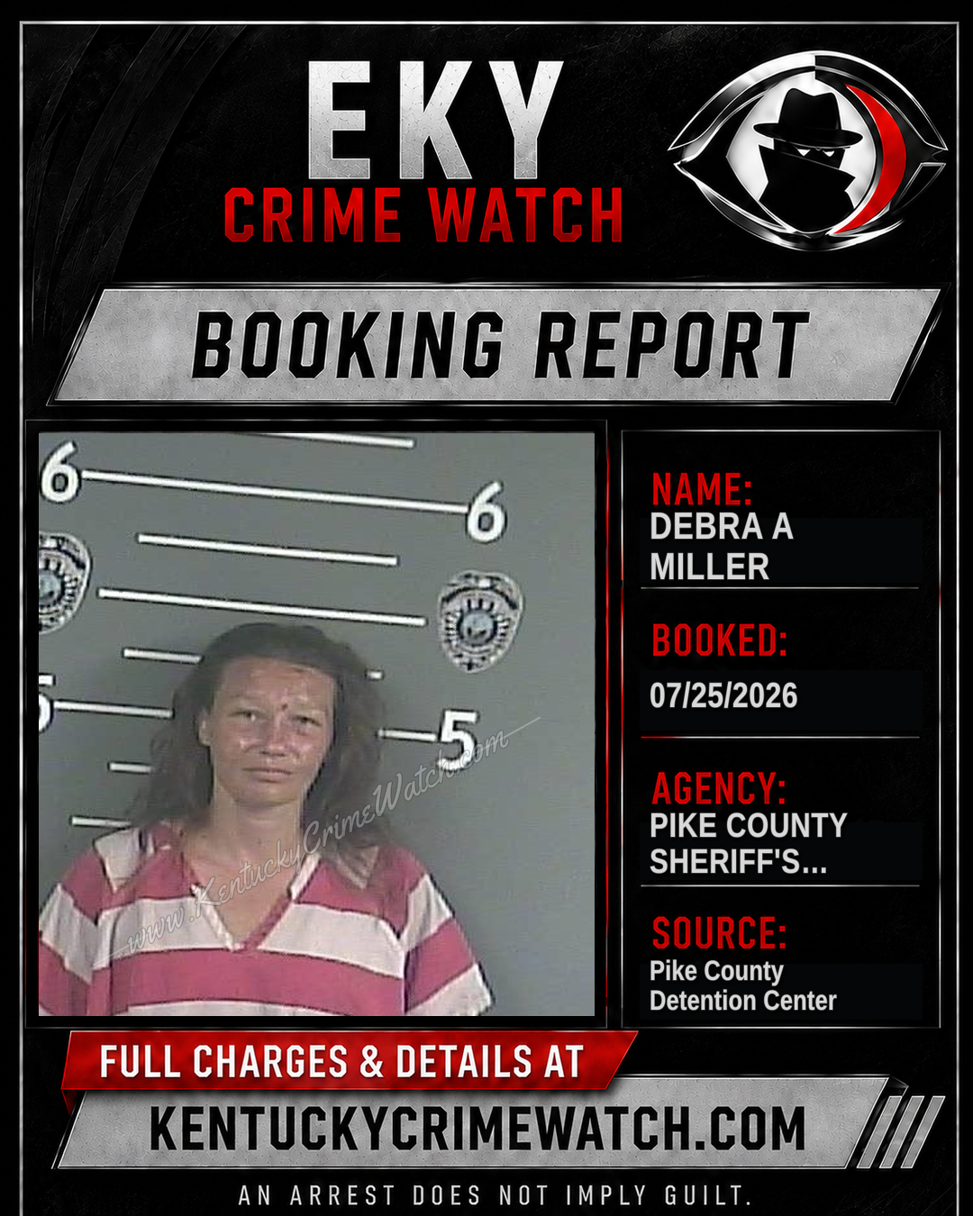 DEBRA A MILLER booking report card