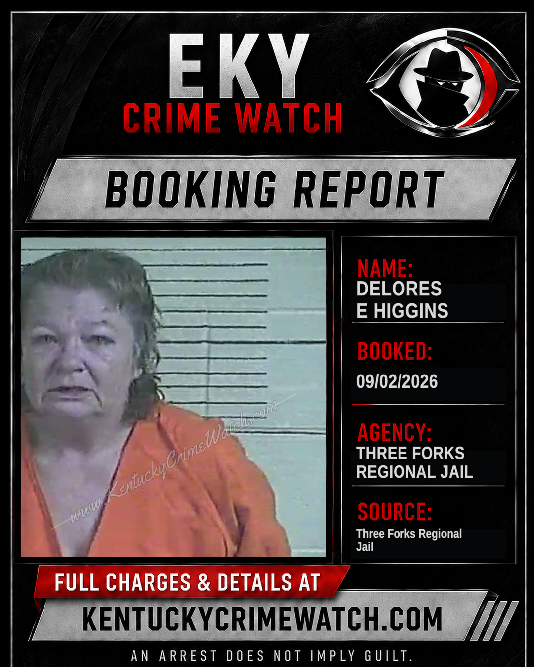 Delores E Higgins booking report card