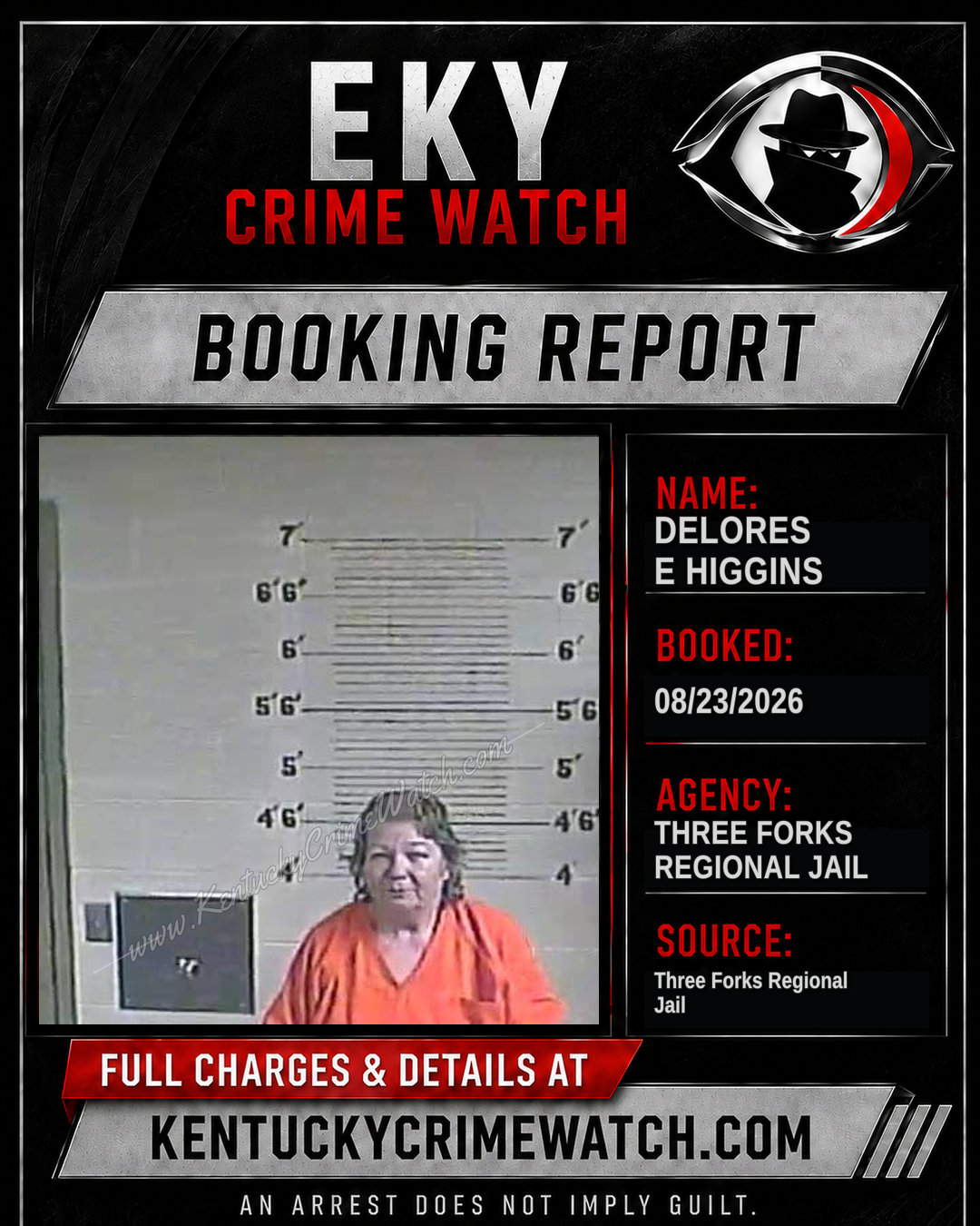 Delores E Higgins booking report card