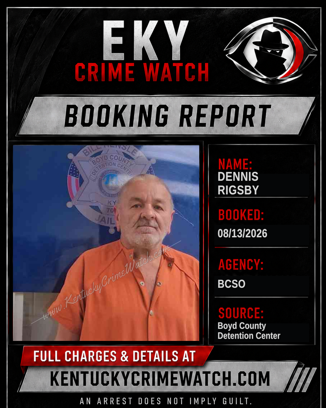 DENNIS RIGSBY booking report card