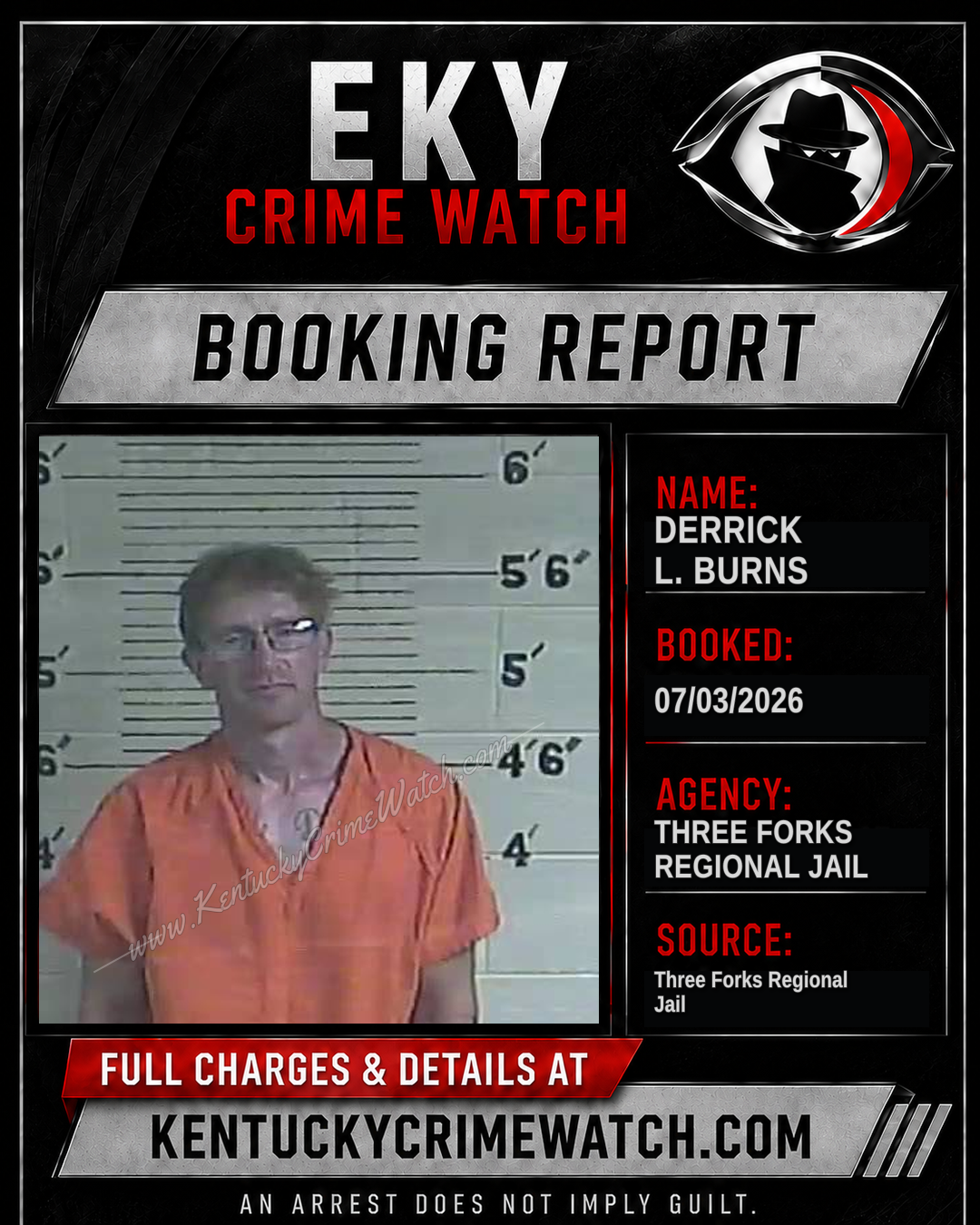 Derrick L. Burns booking report card