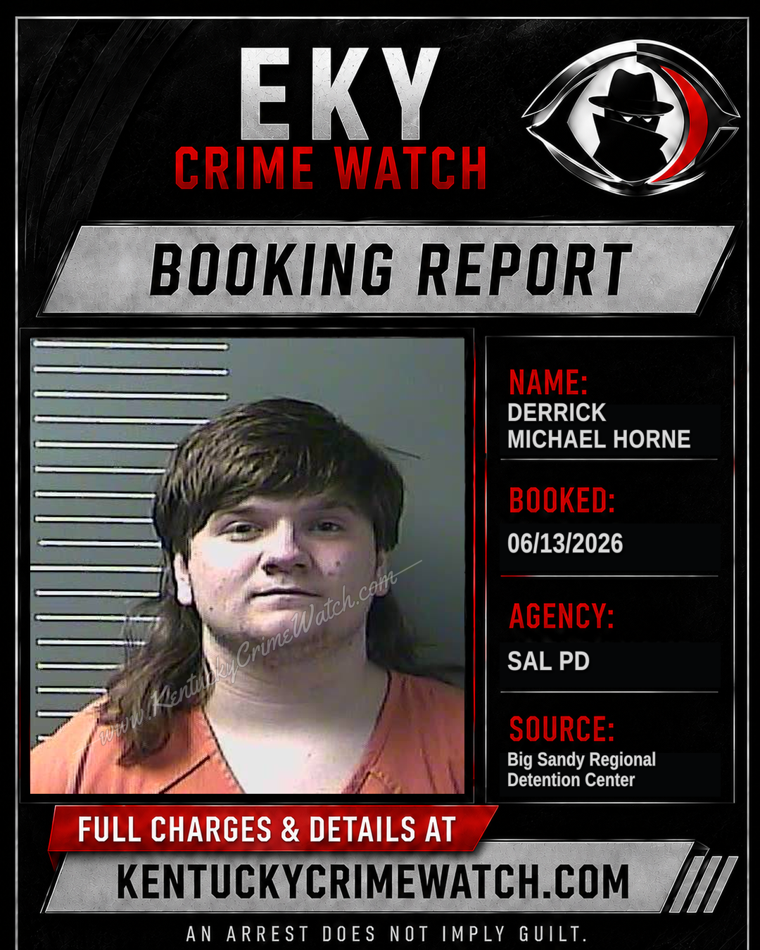 DERRICK MICHAEL HORNE booking report card