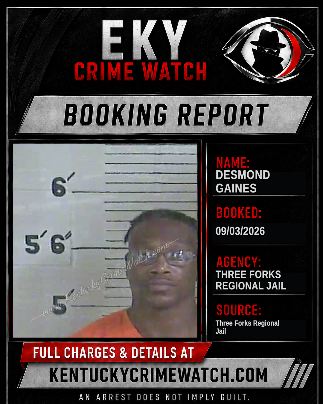 DESMOND GAINES booking report card