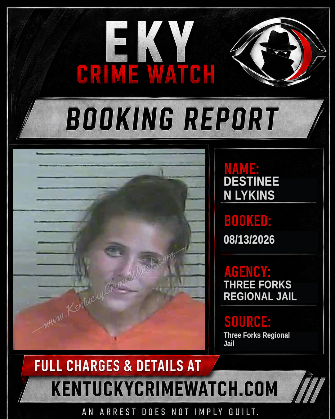 Destinee N Lykins booking report card