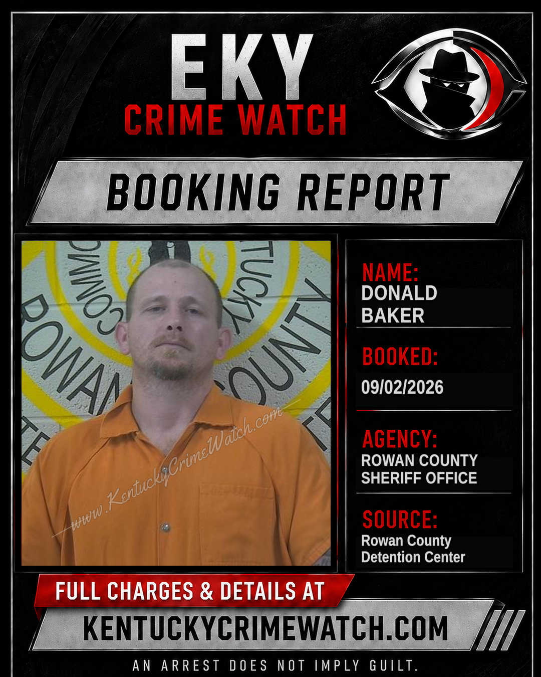 DONALD BAKER booking report card