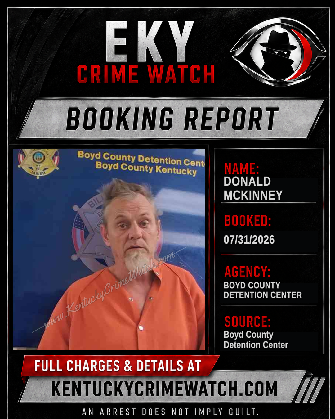 DONALD MCKINNEY booking report card