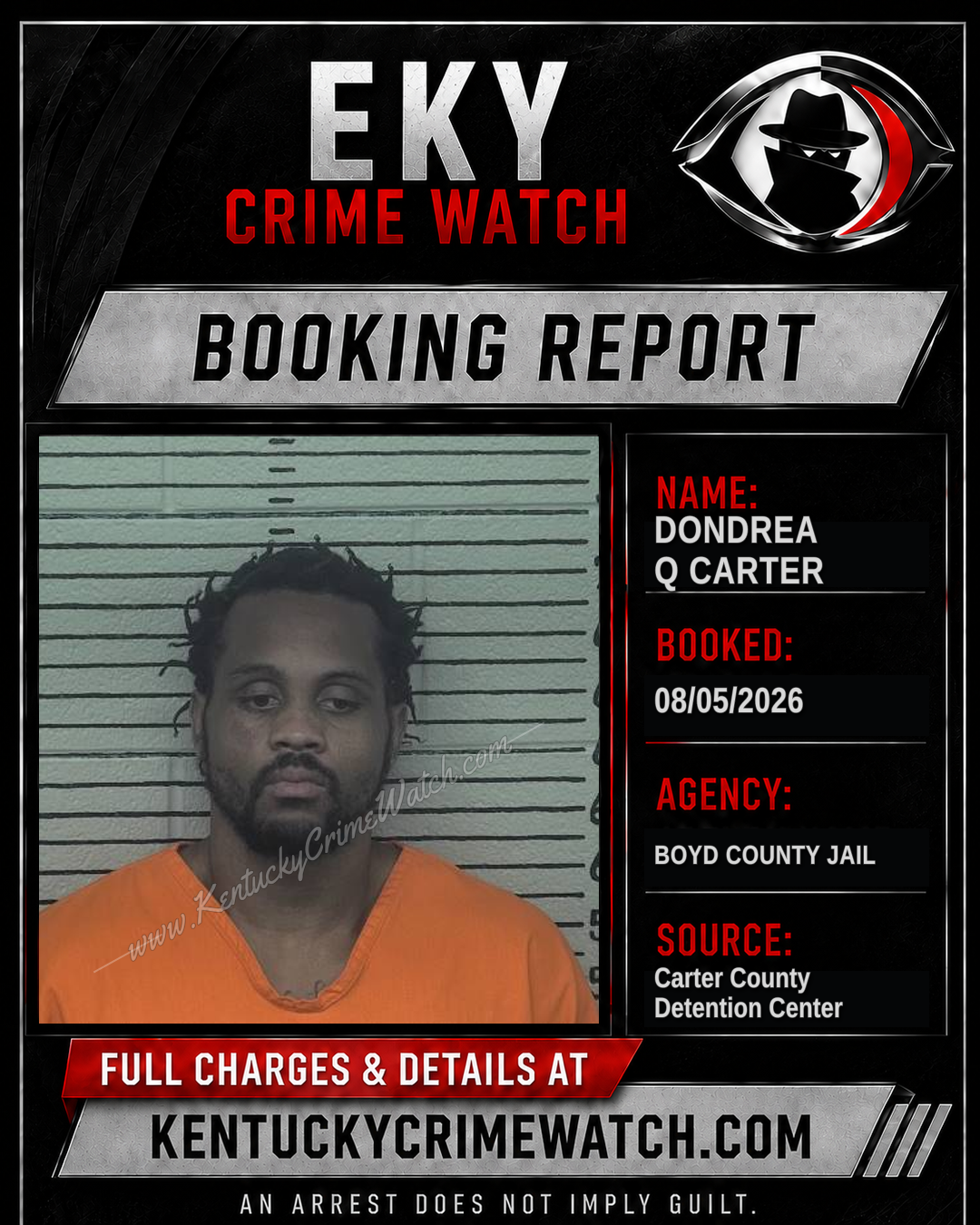 DONDREA Q CARTER booking report card