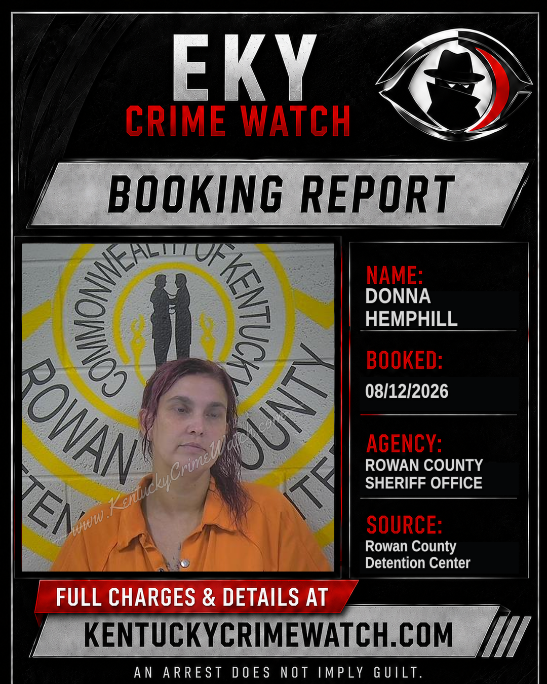 DONNA HEMPHILL booking report card