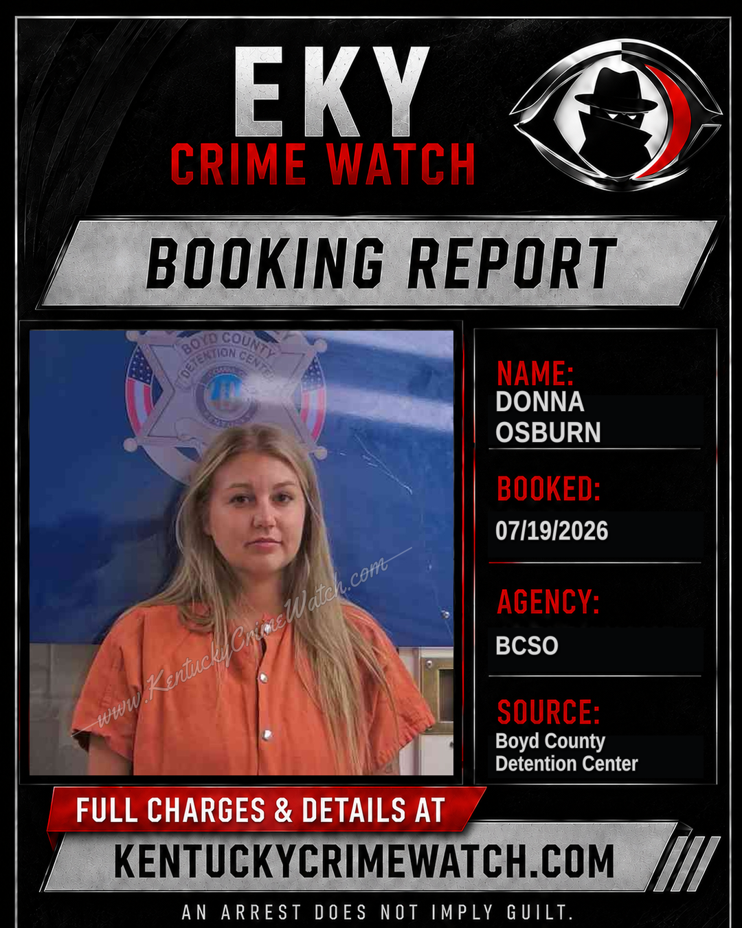 DONNA OSBURN booking report card
