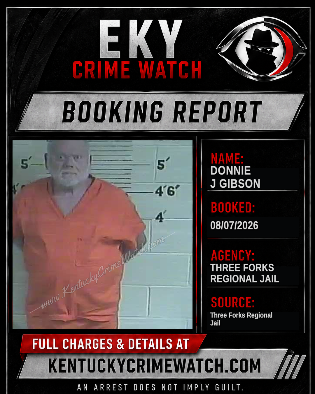 Donnie J Gibson booking report card