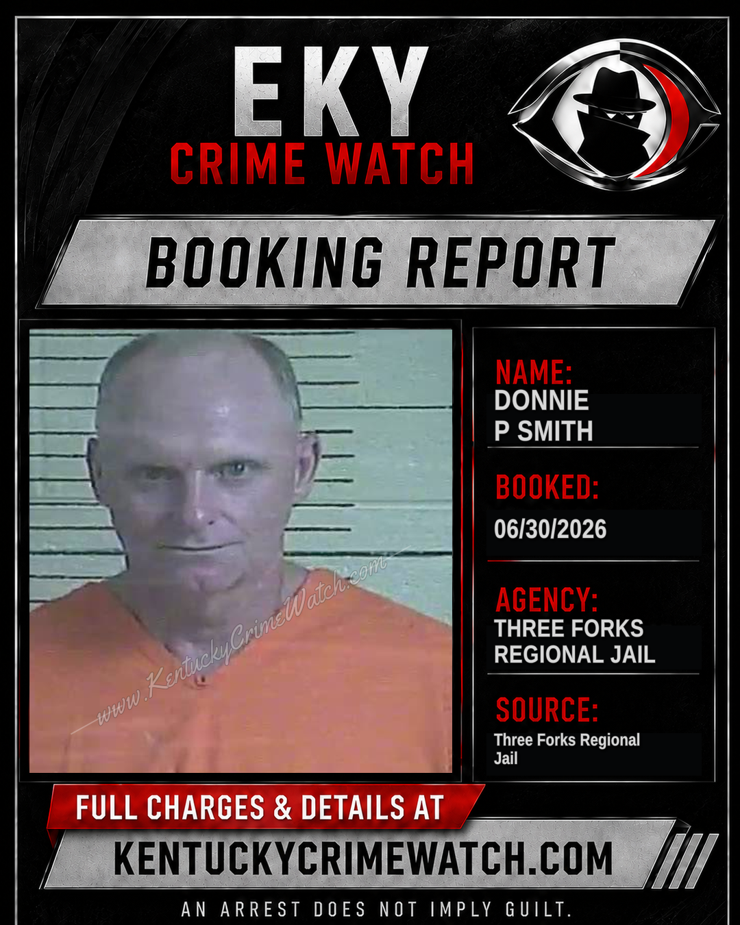 Donnie P Smith booking report card