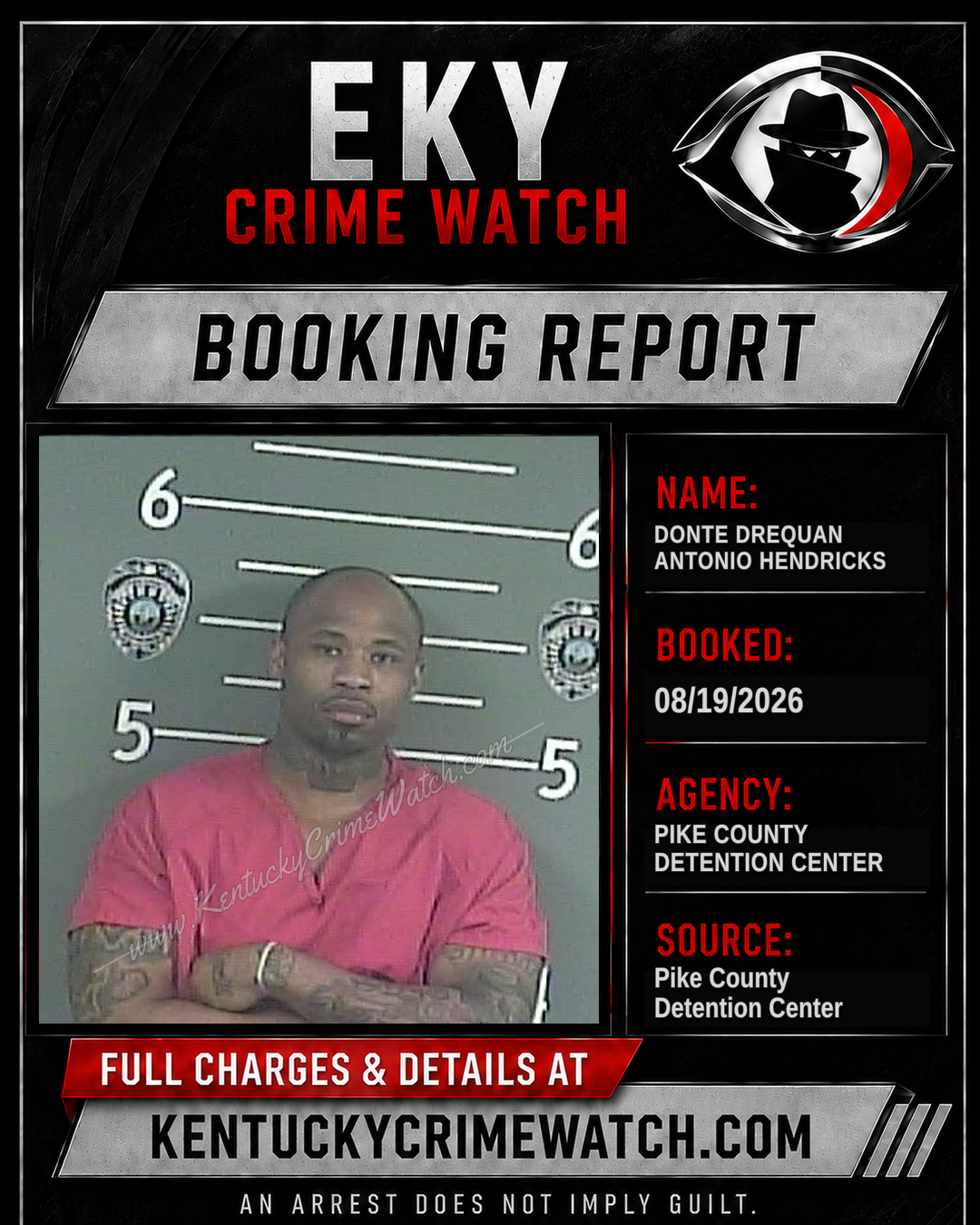DONTE DREQUAN ANTONIO HENDRICKS booking report card