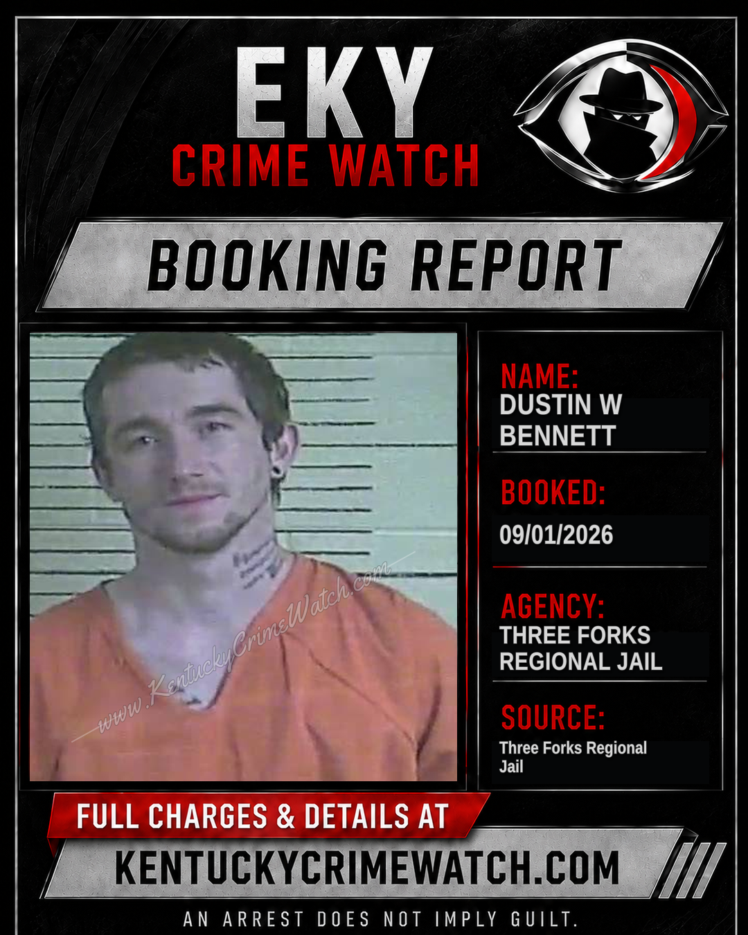 Dustin W Bennett booking report card
