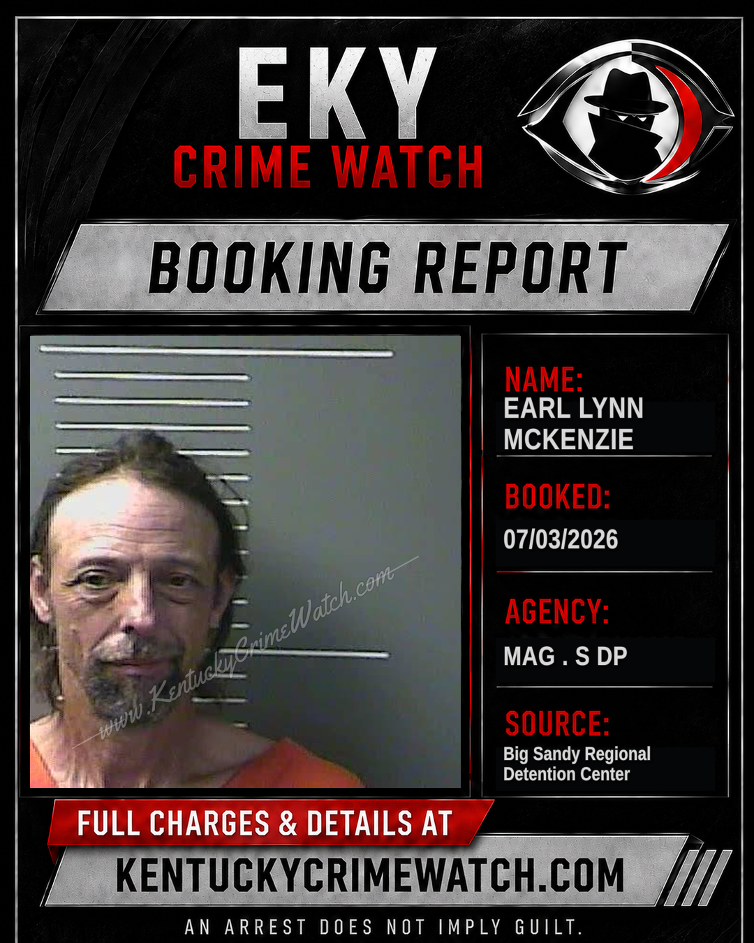 EARL LYNN MCKENZIE booking report card