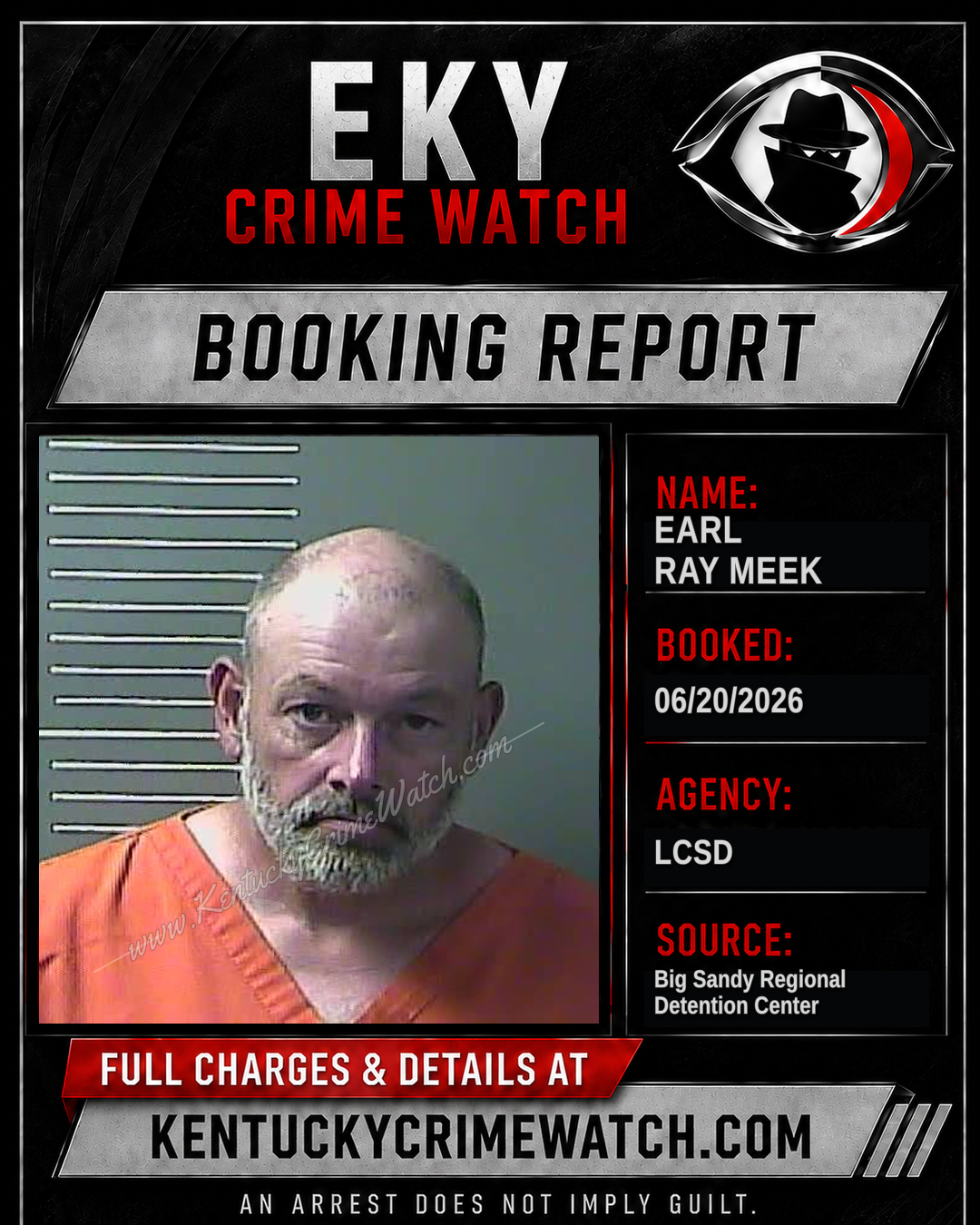 EARL RAY MEEK booking report card