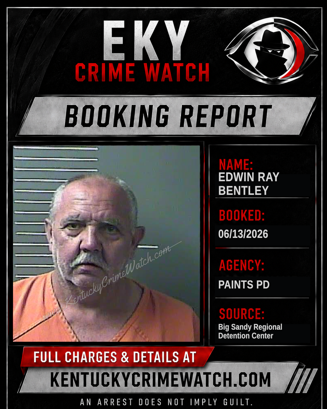 EDWIN RAY BENTLEY booking report card
