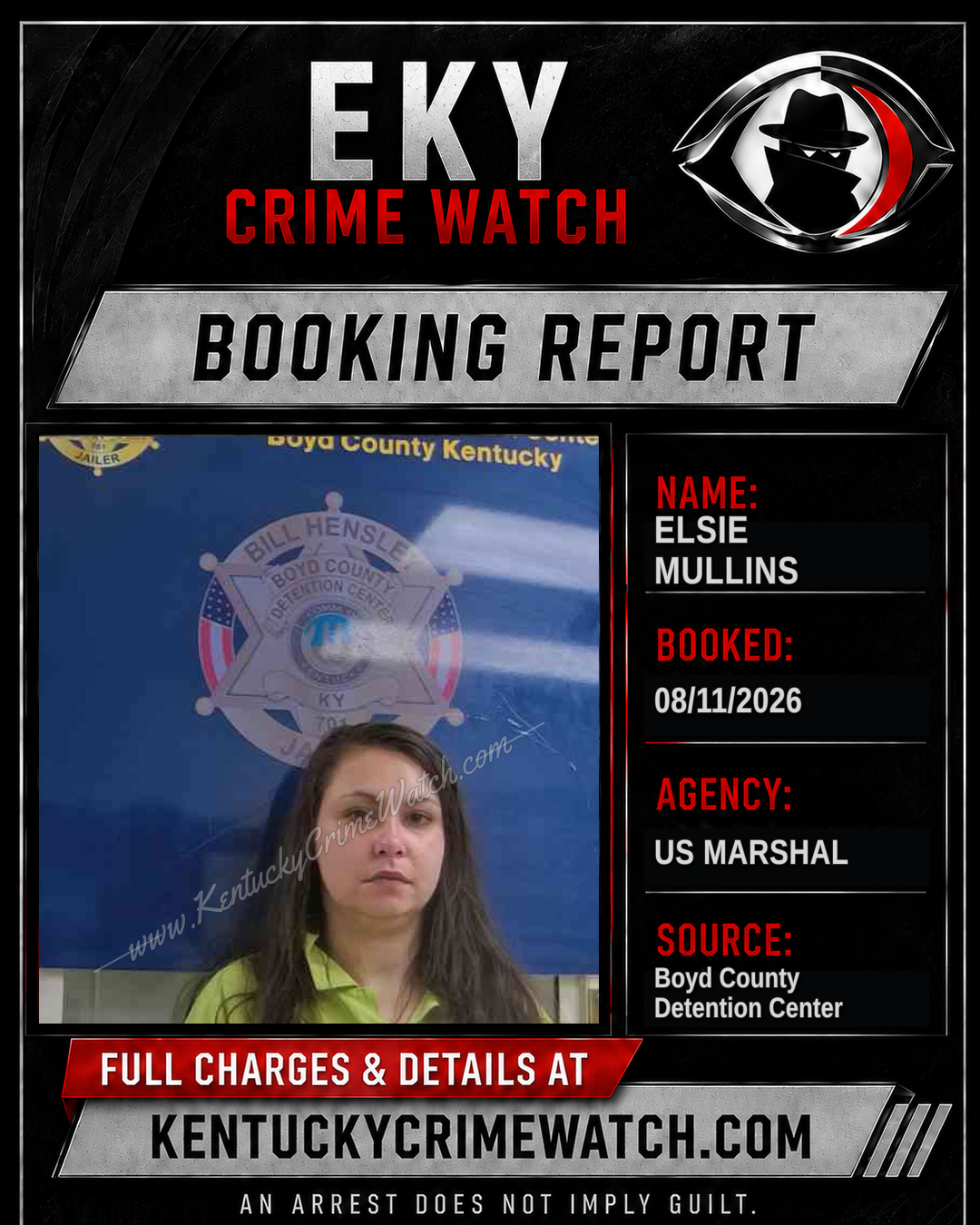 ELSIE MULLINS booking report card
