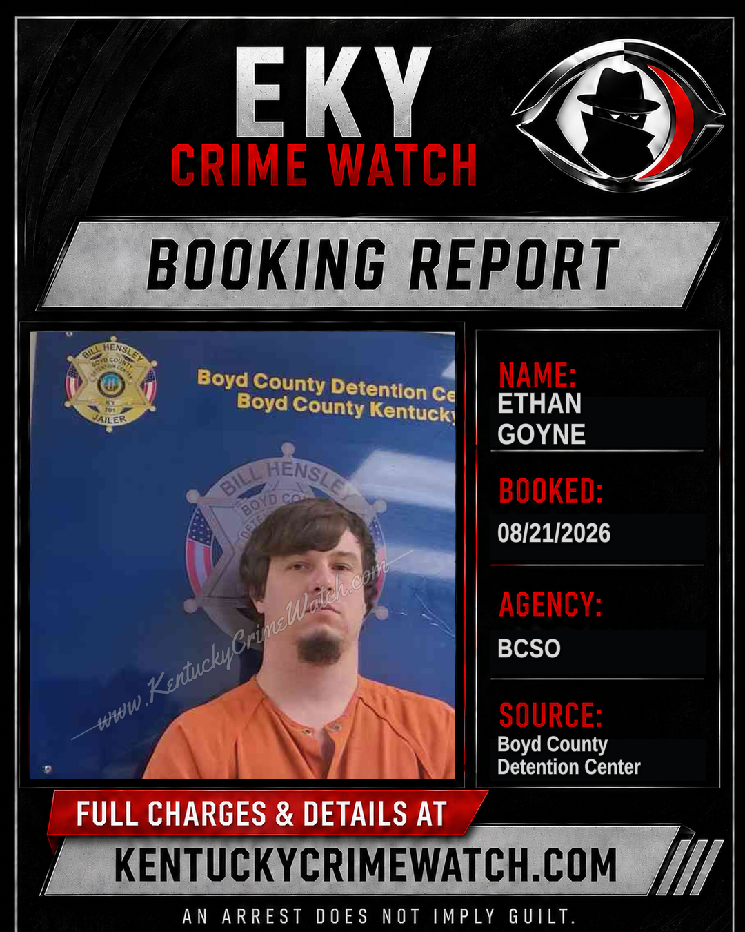 ETHAN GOYNE booking report card
