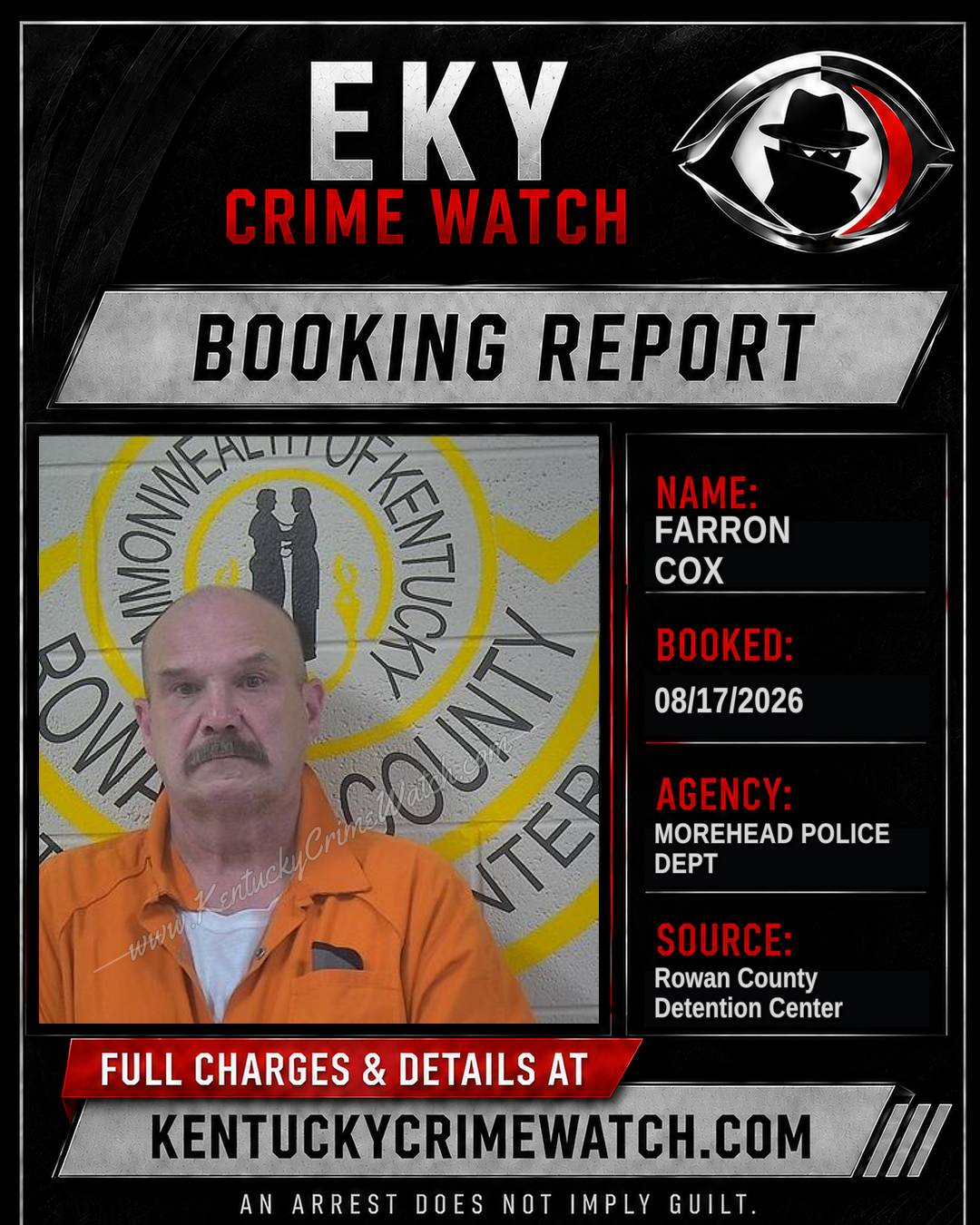 FARRON COX booking report card