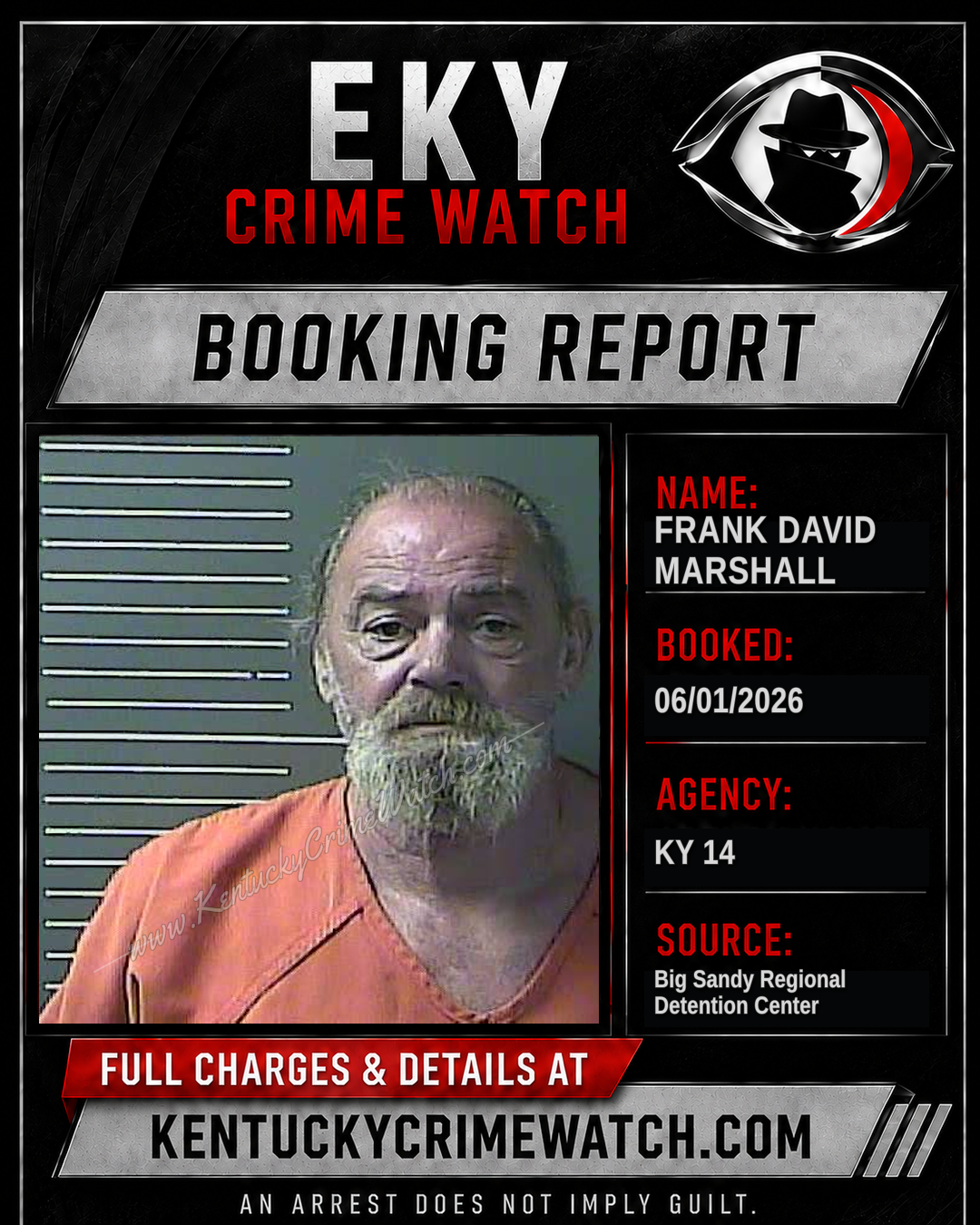 FRANK DAVID MARSHALL booking report card