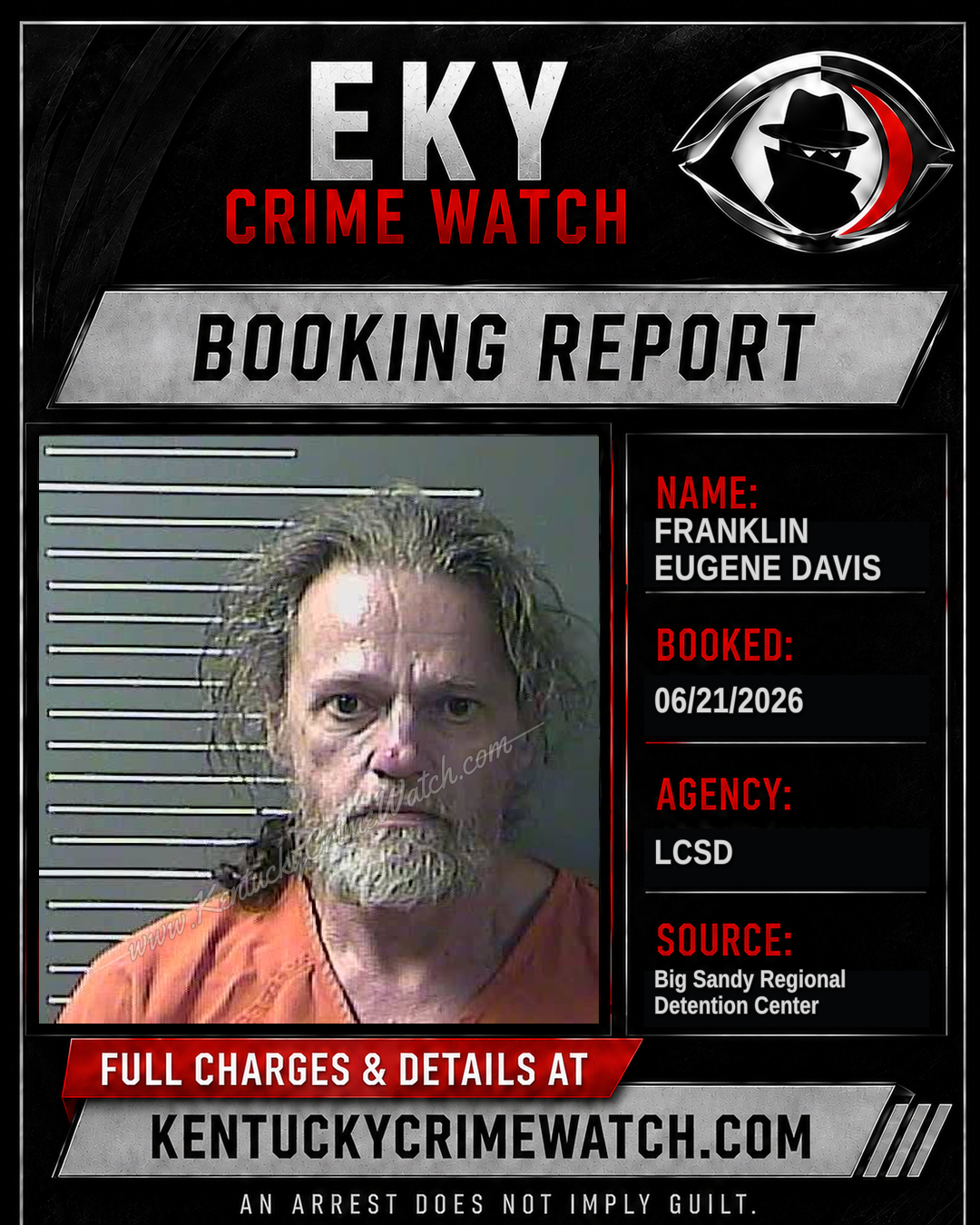 FRANKLIN EUGENE DAVIS booking report card