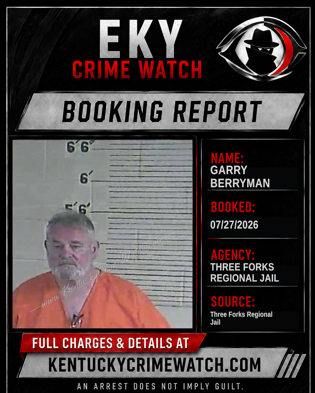 Garry Berryman booking report card