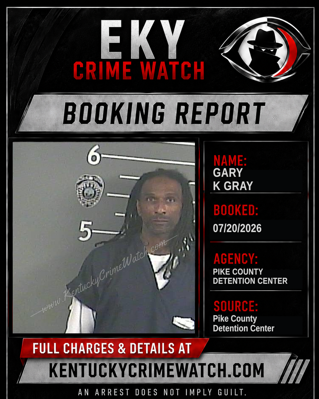 GARY K GRAY booking report card