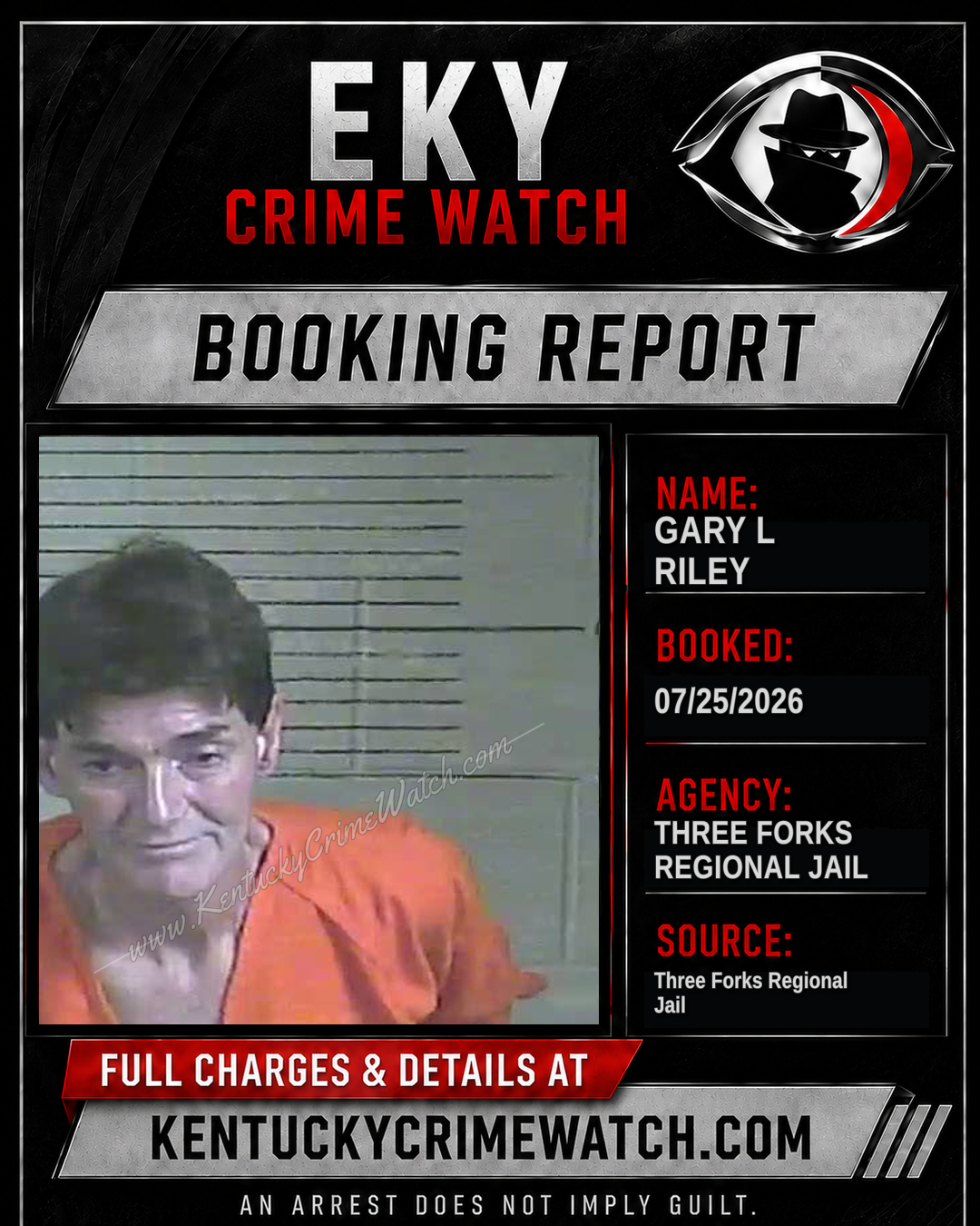 Gary L Riley booking report card