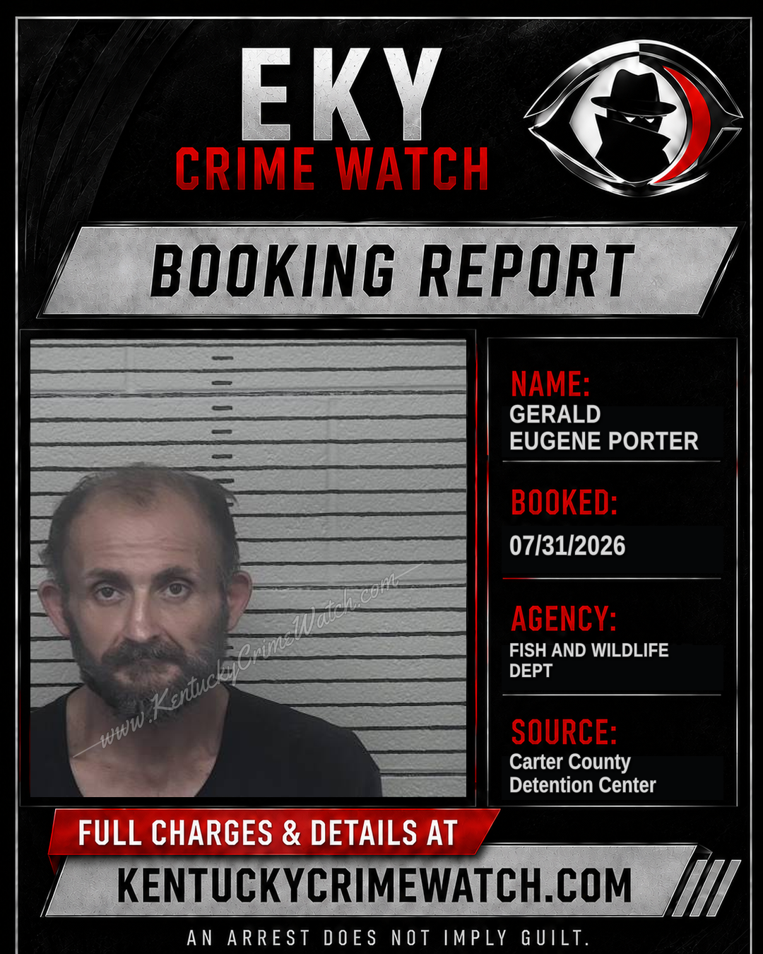 GERALD EUGENE PORTER booking report card